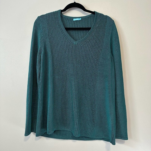 J.McLaughlin Knit Sweater V-Neck Long‎ Sleeve Pullover Casual Green L - Picture 1 of 6